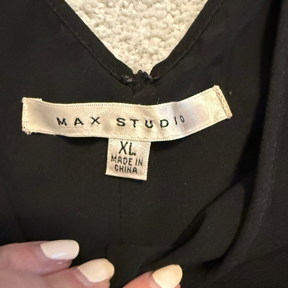 Max Studio Black V-Neck Ruffled Blouse - Picture 7 of 9
